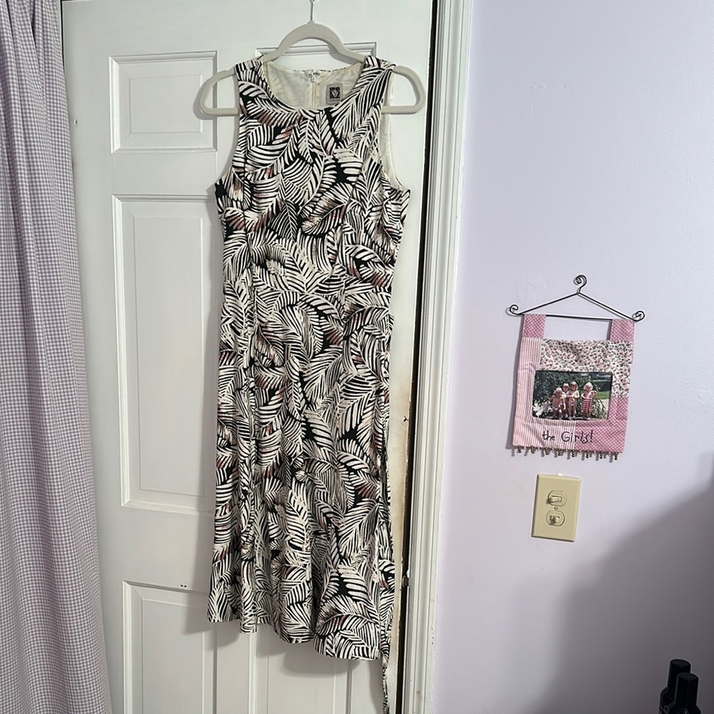 Anne Klein Black and White Patterned Midi Dress